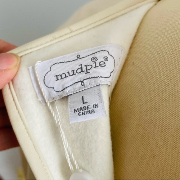 Mud Pie Lovie Faux Leather Top/Blouse- Cream- Size Large- NWT - Picture 12 of 13